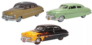 HO Scale Oxford Die-Cast 1949 Mercury 8 Coupe 3-Pack