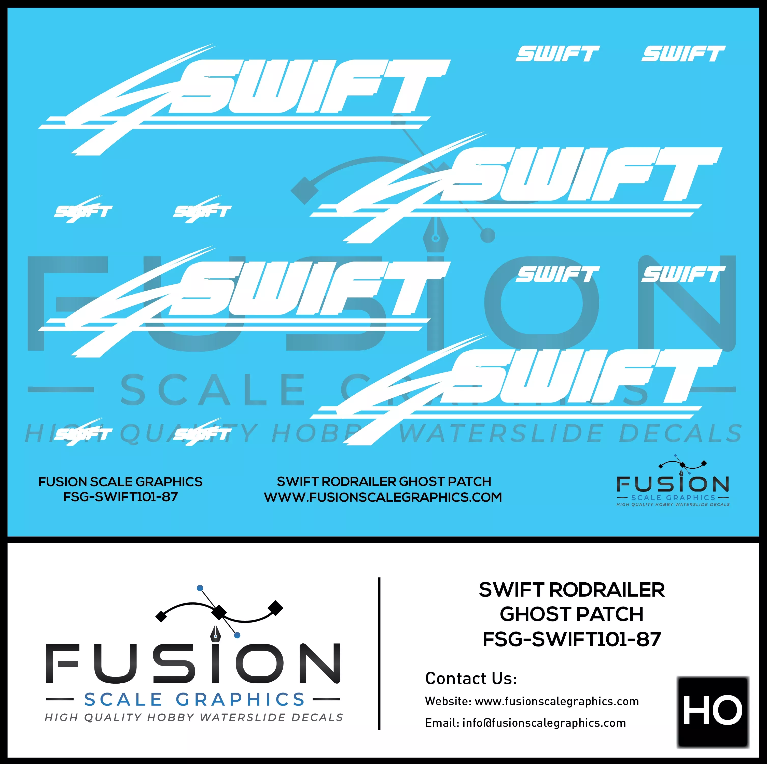HO Scale Swift Ghost Logo Roadrailer Trailer Decal Set