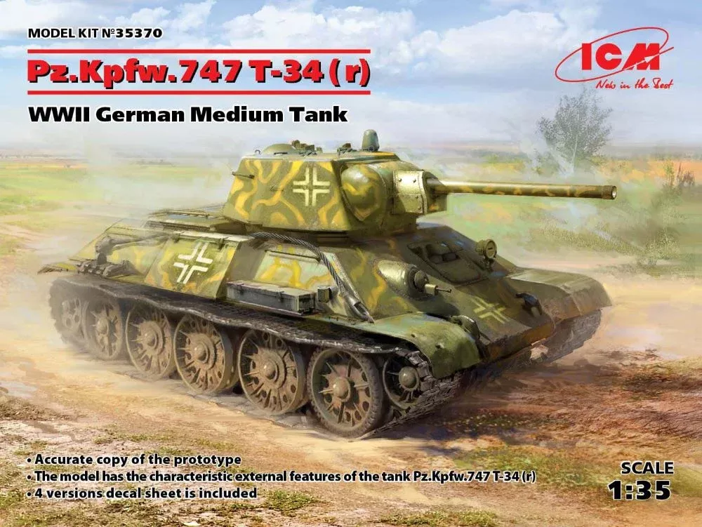 ICM Models 35370 1/35 WWII German PzKpfw T34-747(r) Medium Tank (D)