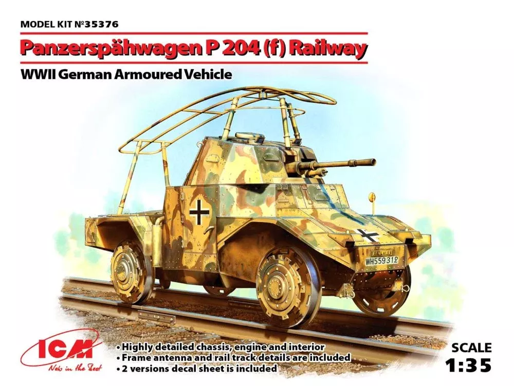 ICM Models 35376 1/35 WWII German Panzerspahwagen P204(f) Railway Armored Vehicl