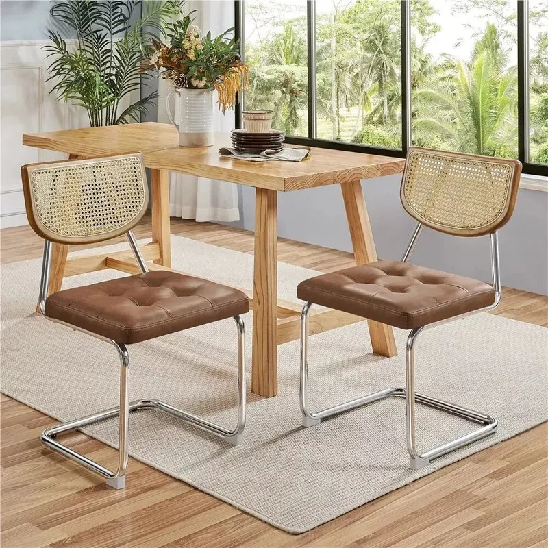 Keith Mid Century Rattan Dining Chair (Set of 2) Brown