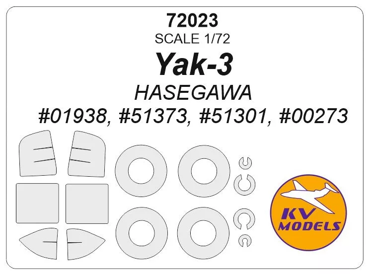 KV Models KV72023 1:72 Yakovlev Yak-3 wheels and canopy frame paint masks