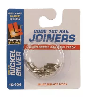 Life-Like 4333009 Rail Joiners pkg(48) - Nickel Silver For Code 100 Track