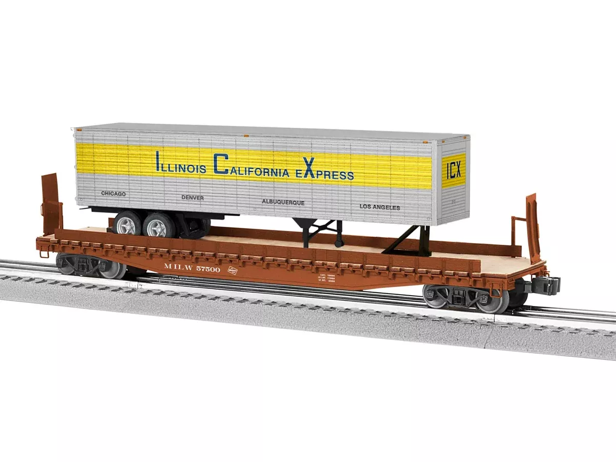 Lionel 2326390 ILLINOIS CENTRAL 50′ FLATCAR W/ ICX TRAILER O SCALE NEW limited