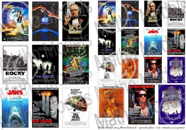 Matho Models 35104 1/35 Movie Posters 1970s & 1980s Printed Paper (24) (12 diffe