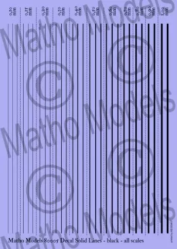 Matho Models 80005 Multi-Scale Black Solid Lines Decals