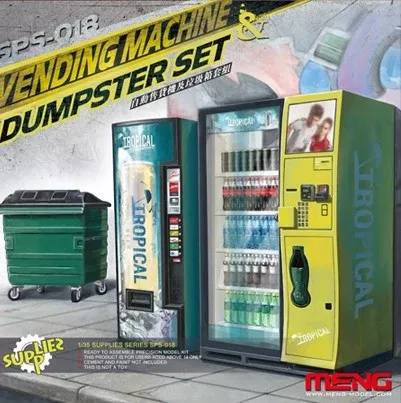 Meng Models SPS18 1/35 Soda Vending Machines & Dumpster