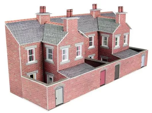 Metcalfe Low Relief Terraced House Backs Red Brick Kit