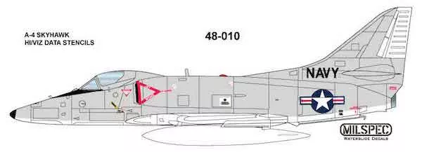 Milspec MPEC48010 A-4 Skyhawk Hi-Viz Data Stencils 1:48