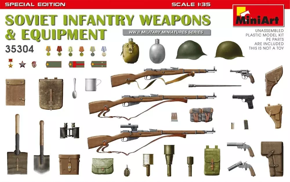 Miniart Models 35304 1/35 WWII Soviet Infantry Weapons & Equipment (Special Edit