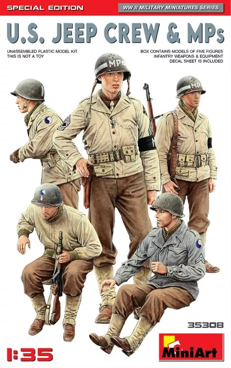 Miniart Models 35308 1/35 WWII US Jeep Crew & MPs (5) (Special Edition)