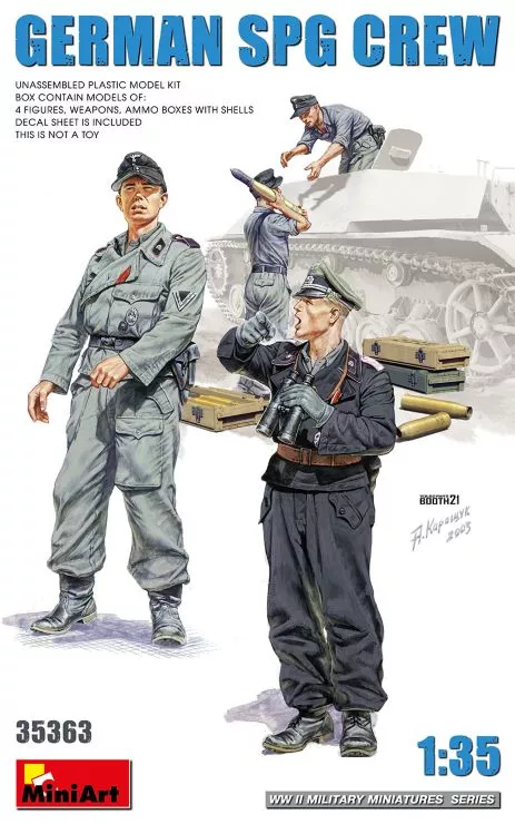 Miniart Models 35363 1/35 WWII German SPG Crew (4) w/Ammo Boxes & Weapons