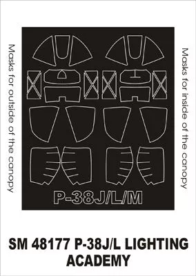 Montex MXSM48177 1:48 Lockheed P-38J/P-38L/P-38M Lightning canopy masks