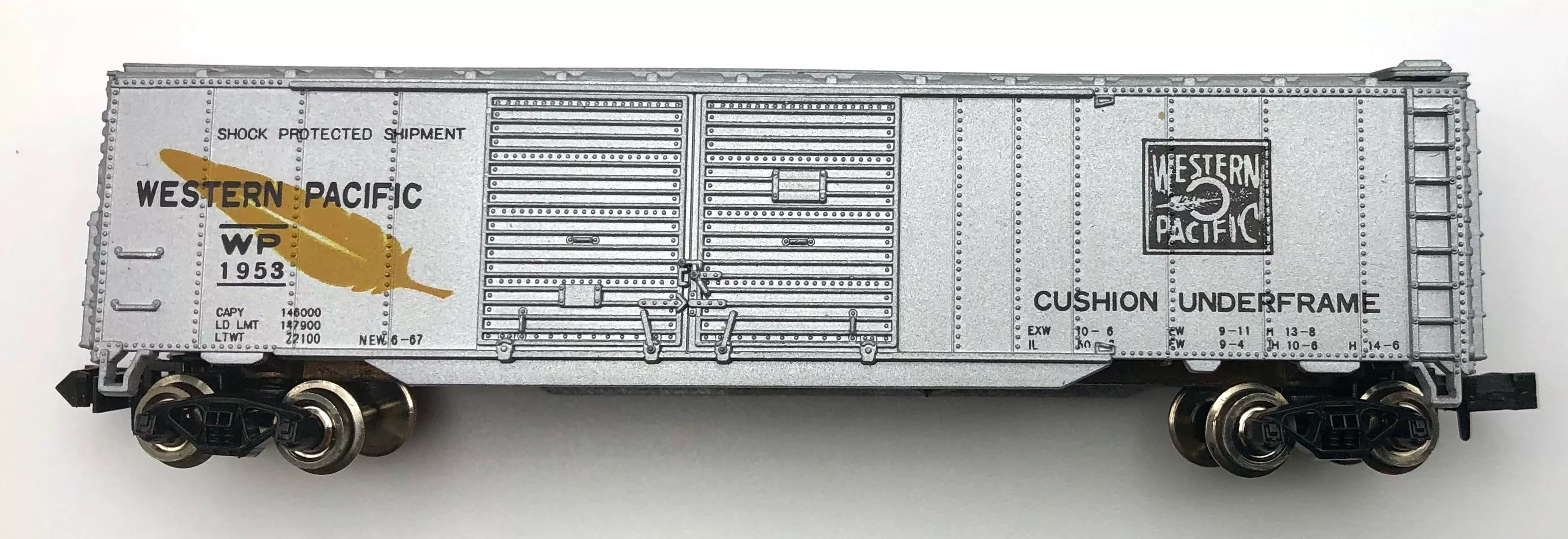 MRC N Scale 7031 WesternPacific WP1953 50′ DoubleDoor Boxcar