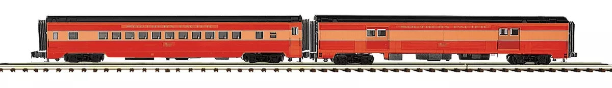 MTH Premier 20-64240 Southern Pacific 2-Car 70 Streamlined Baggage/Coach Passenger Set #6644/#2387. O SCALE NEW