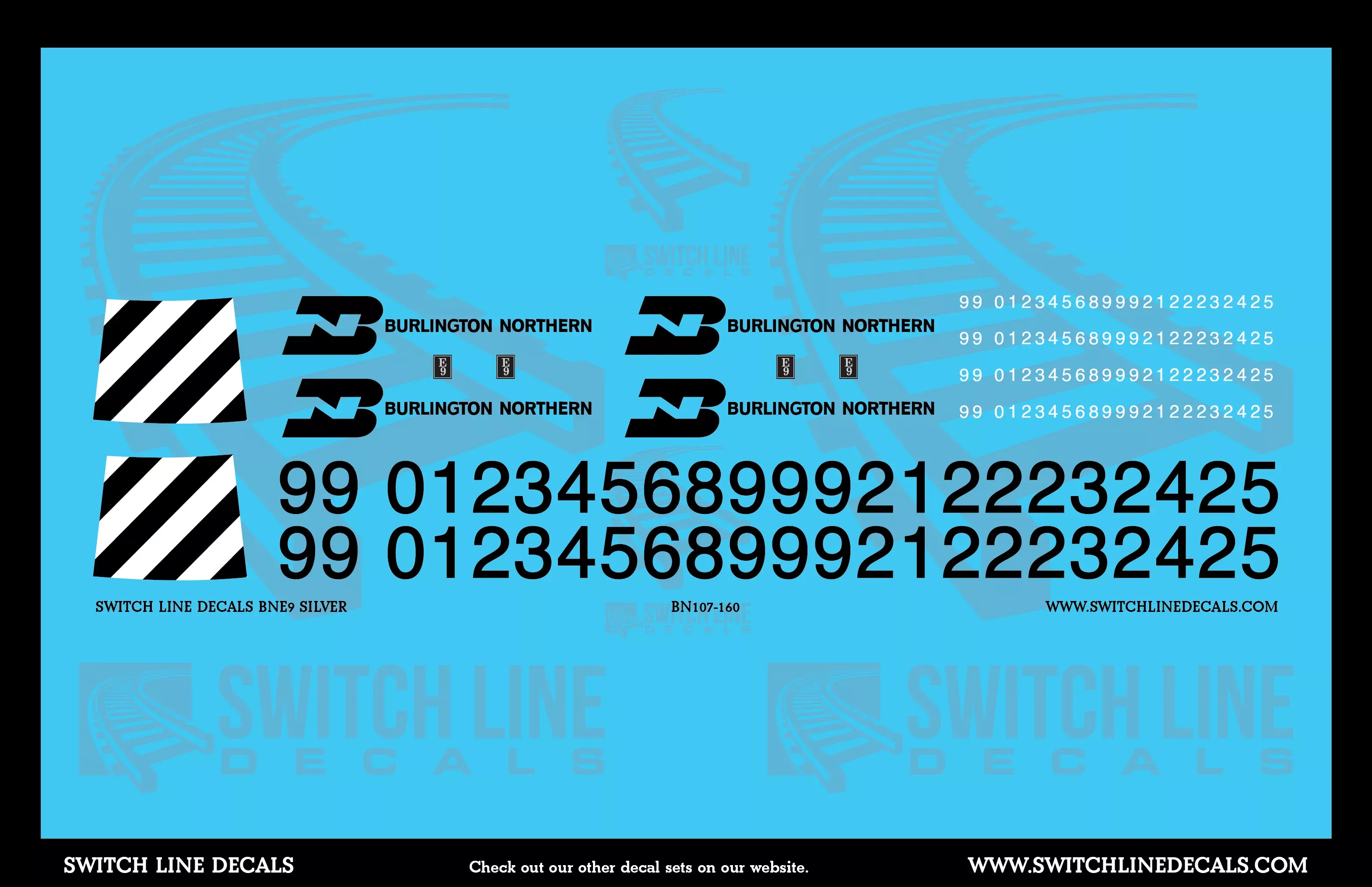 N Scale Burlington Northern Silver E9 Locomotive Decal Set