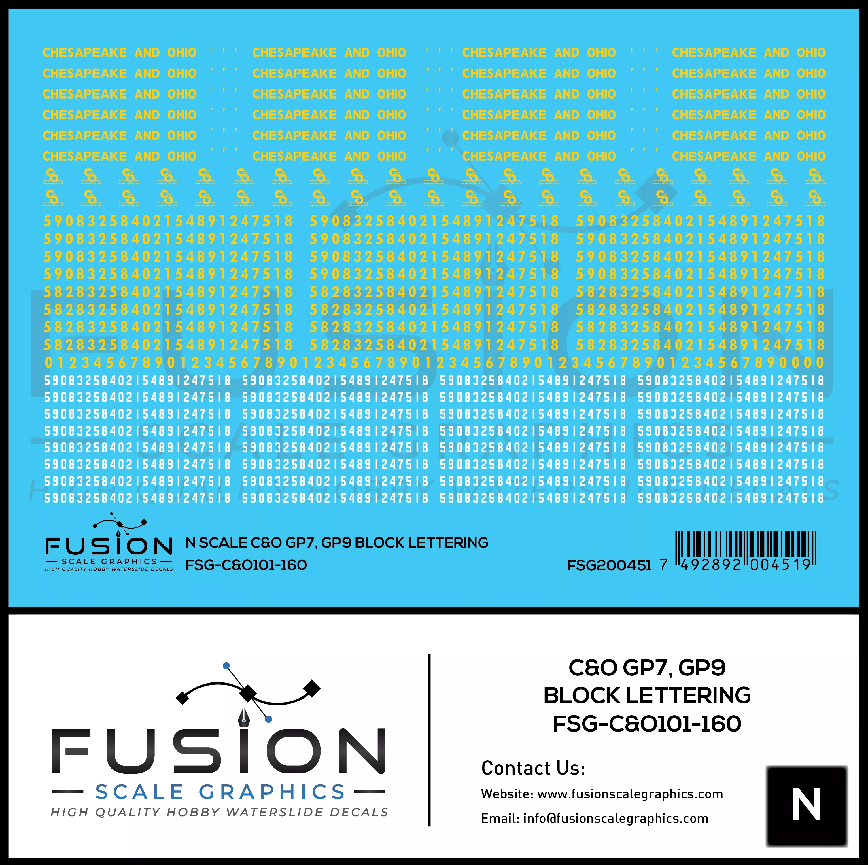 N Scale Chesapeake & Ohio EMD GP7, GP9 Locomotive Decal Set