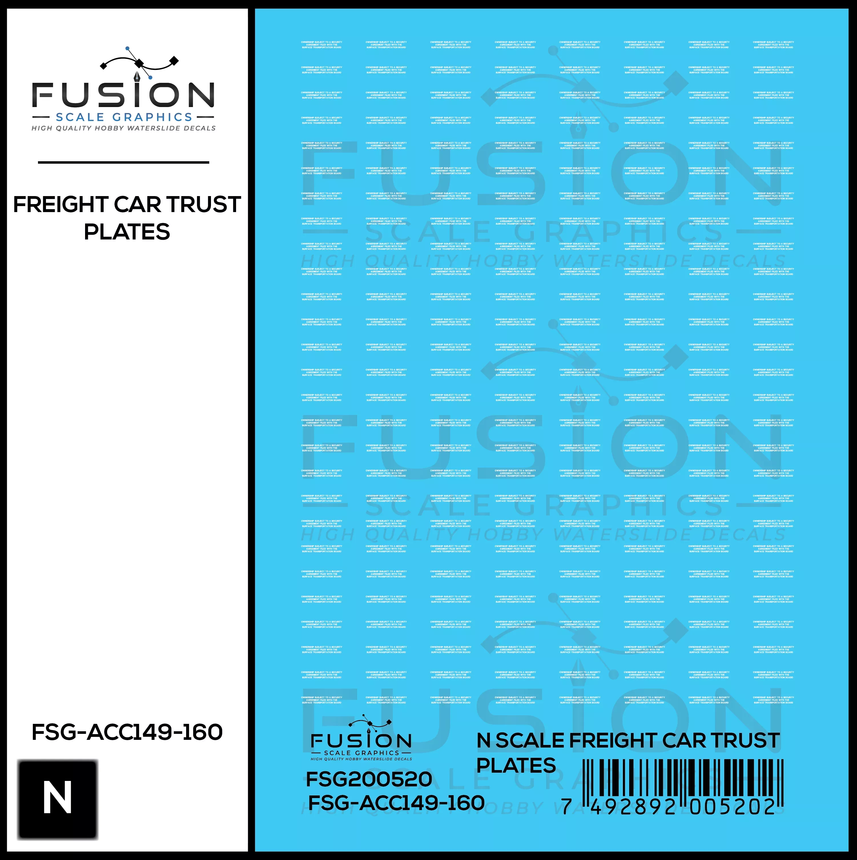 N Scale Freight Car Trust Plates White Decal Set