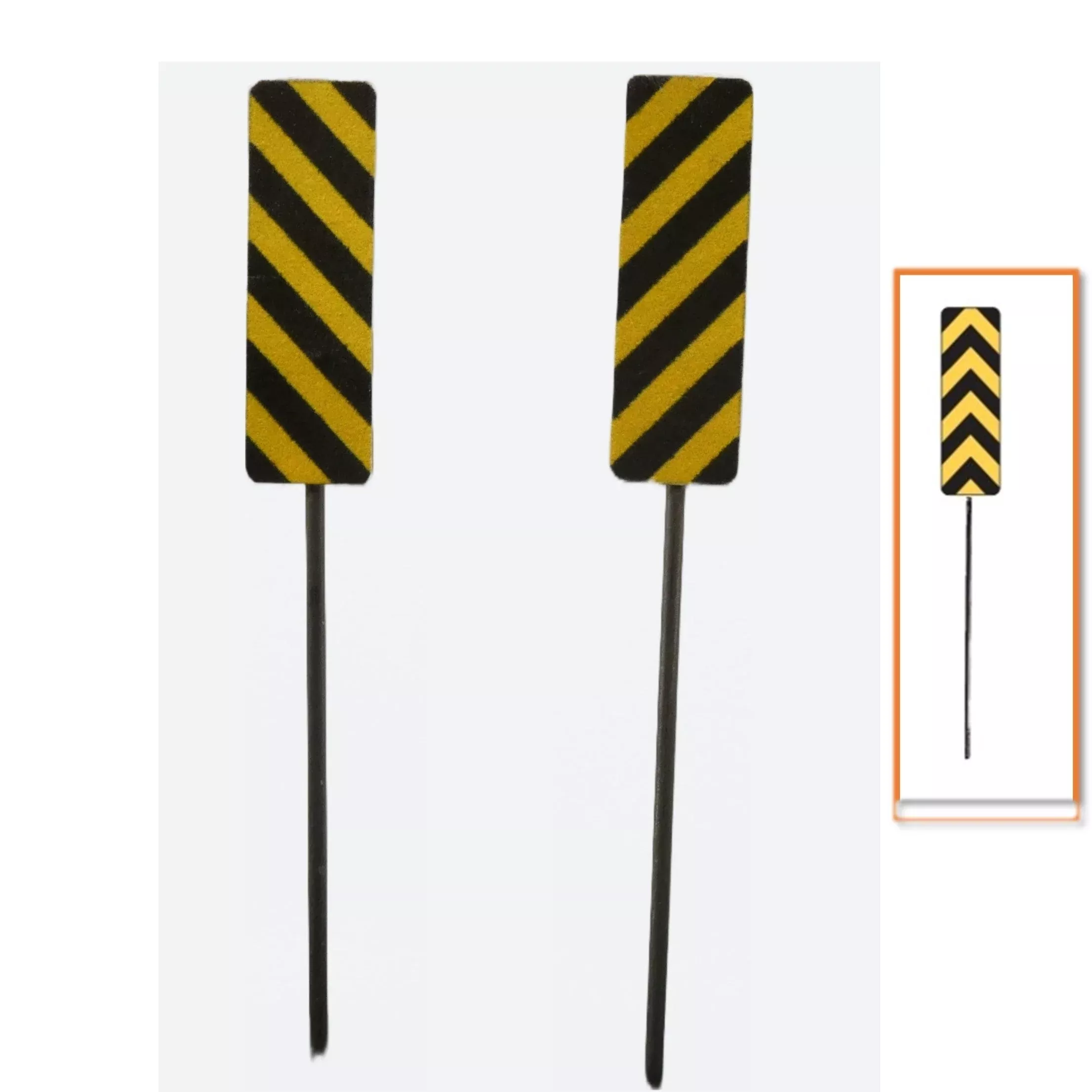 N Scale - Hazard Markers - Left, Right and Center - 2 Pack
