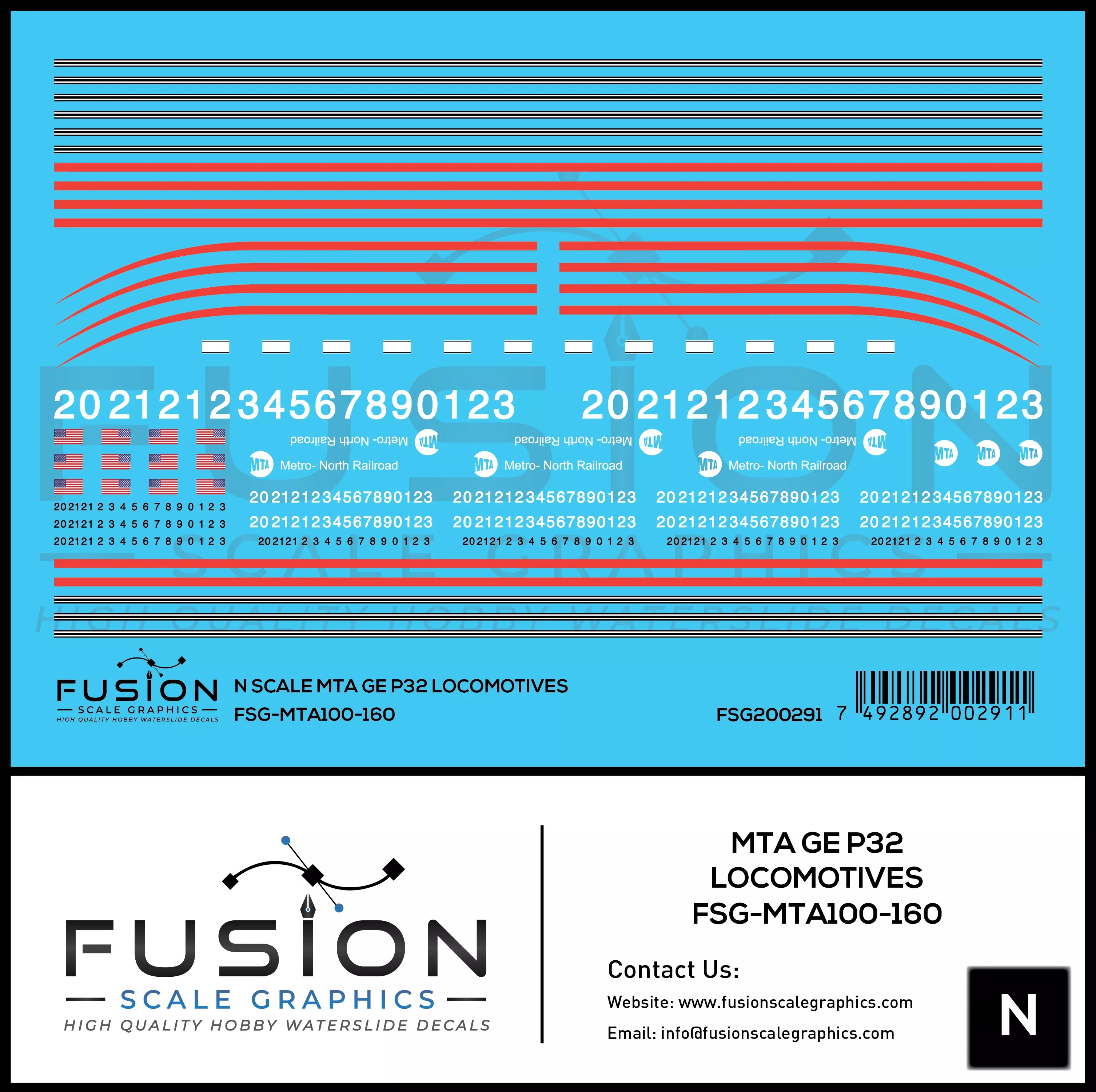N Scale MTA GE P32 Locomotive Decal Set