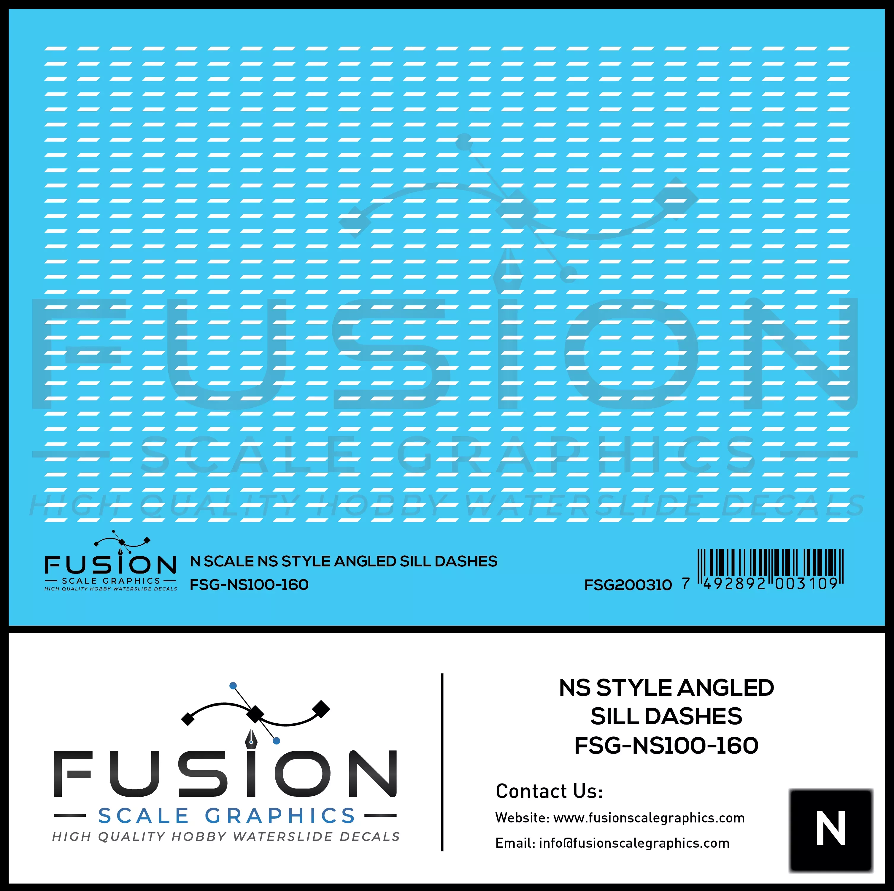 N Scale Norfolk Southern Angled Sill Dashes Decal Set