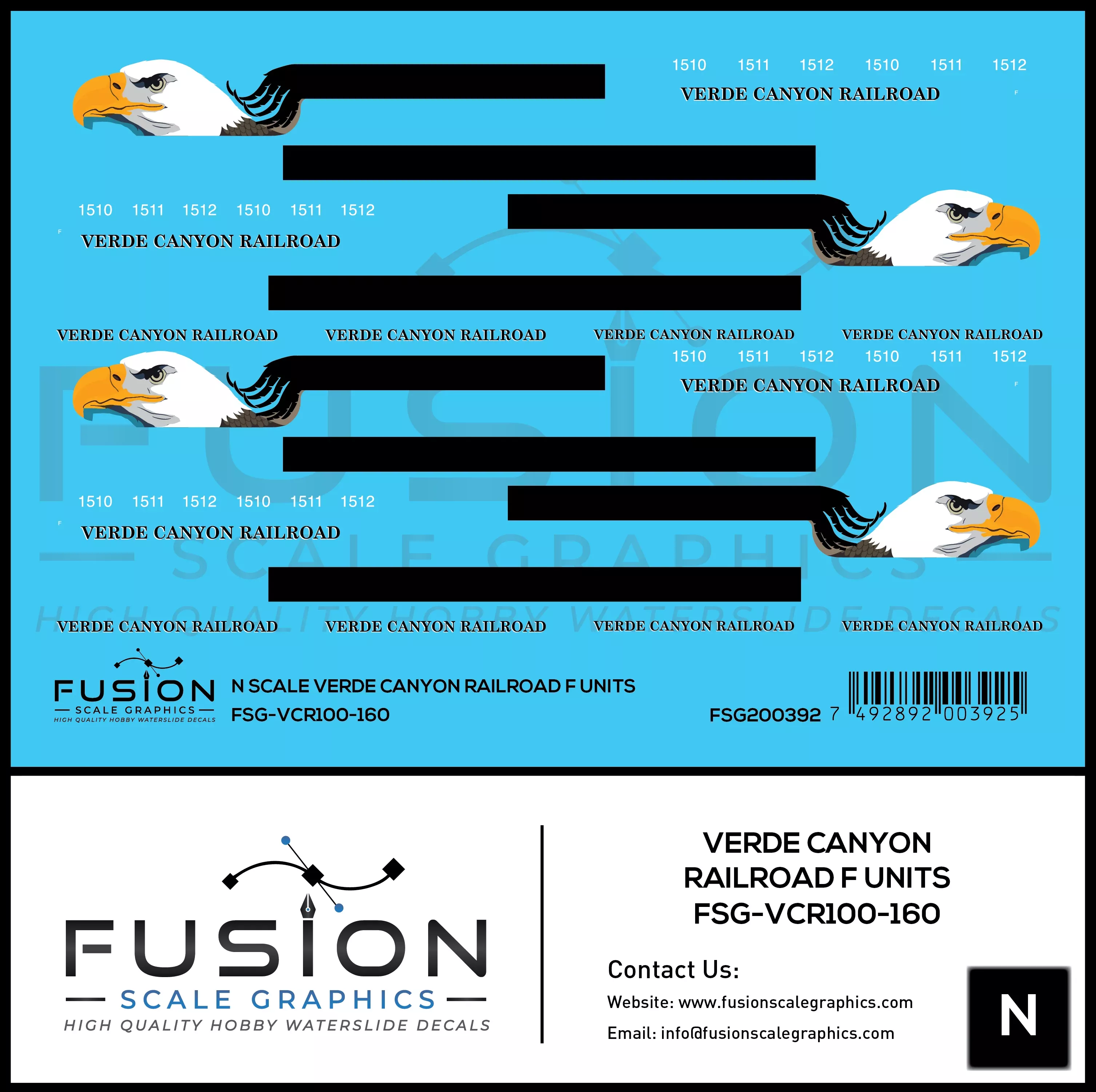 N Scale Verde Canyon Railroad F Unit Locomotives Decal Set