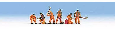 Noch 15276 HO Scale Railroad Track Workers — Orange Uniforms pkg(6)
