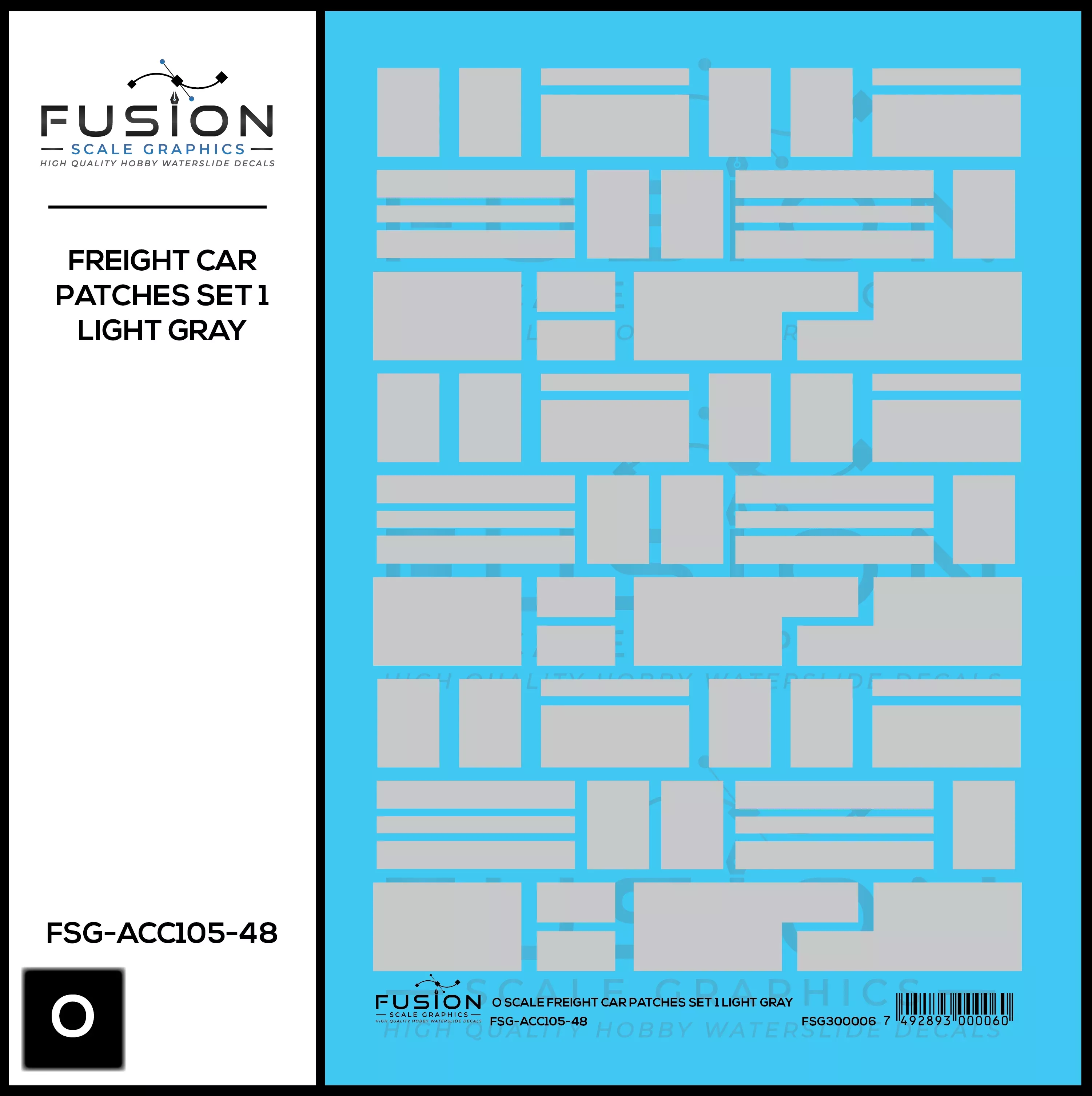 O Scale Freight Car Patches Set 1 Light Gray Decal Set