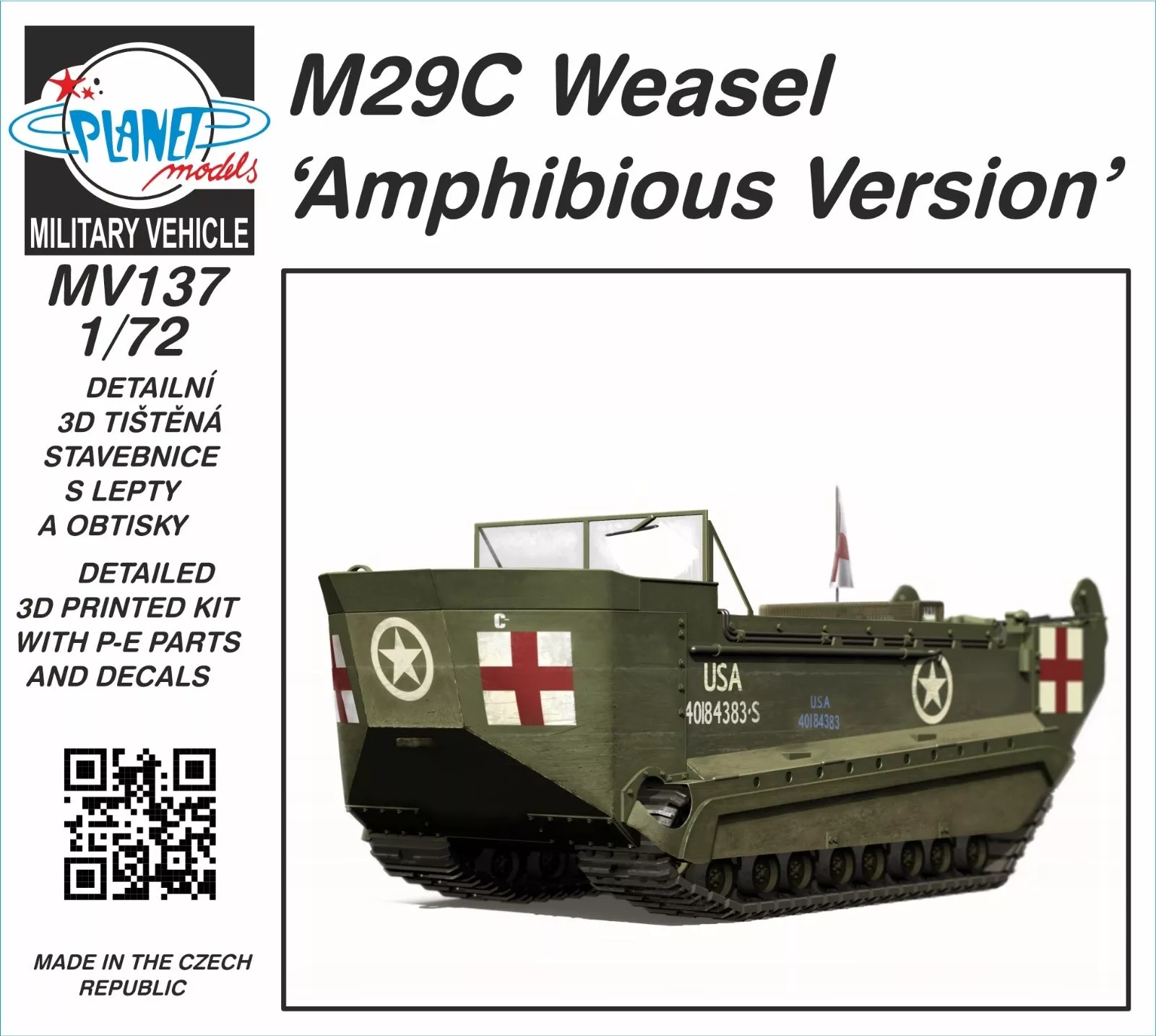 Planet Models PLAMV137 1:72 M29C Weasel Amphibious 3D Print Kit