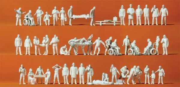 Preiser HO 16362 Emergency Workers and Patients (set of 52)