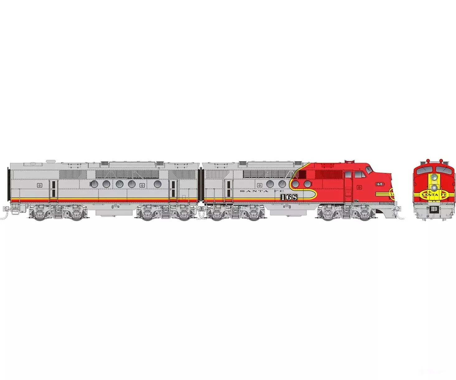 Rapido 053003 HO EMD FT A+B (DC/Silent): AT&SF - Passenger Scheme: #168B + 168C