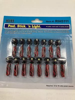 RIH5111 HO, O Scale Rock Island Hobby Peel Stick 'n Light 15/Pc LED