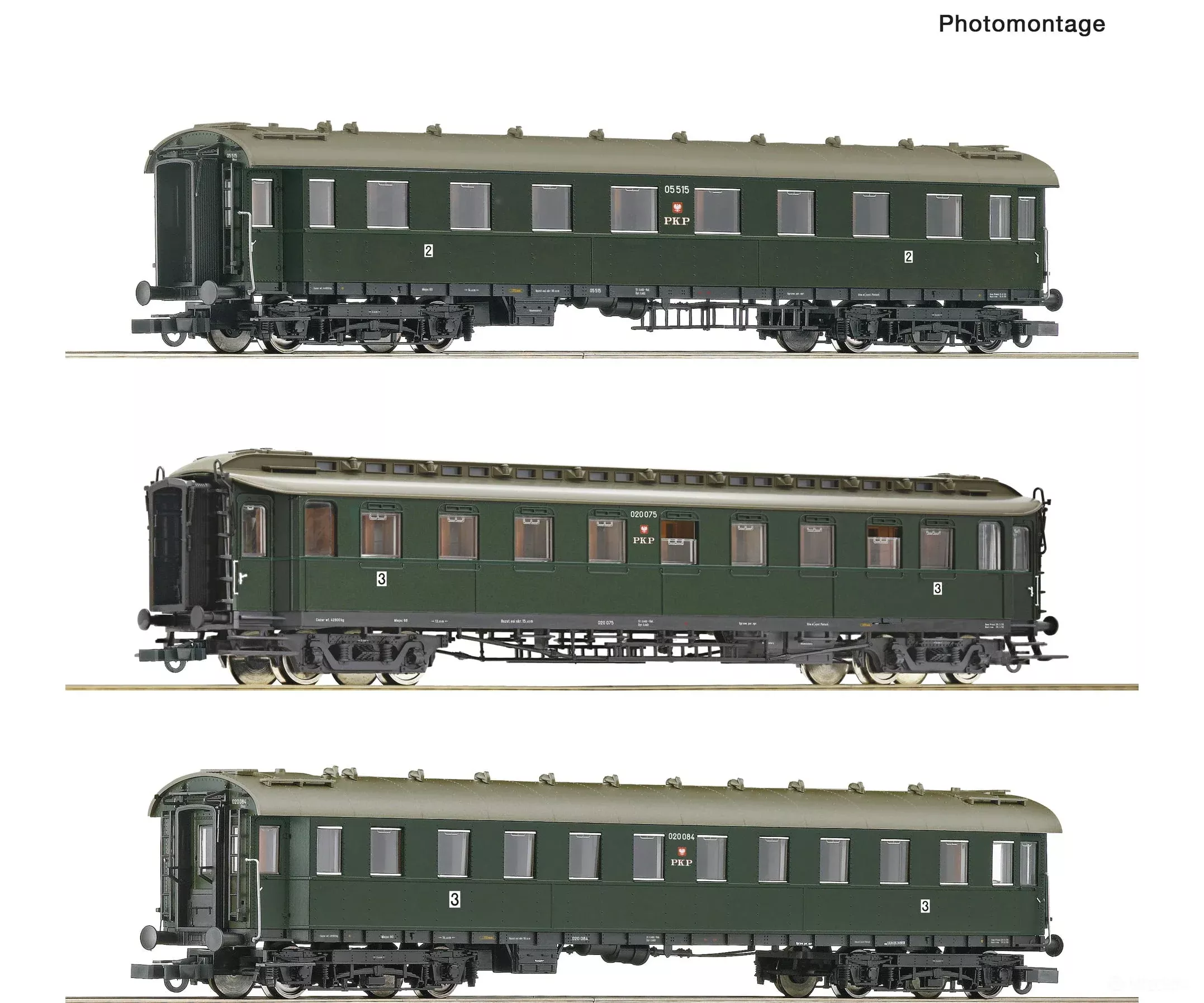 Roco 6200112 HO 3 piece set: Express train coaches, PKP