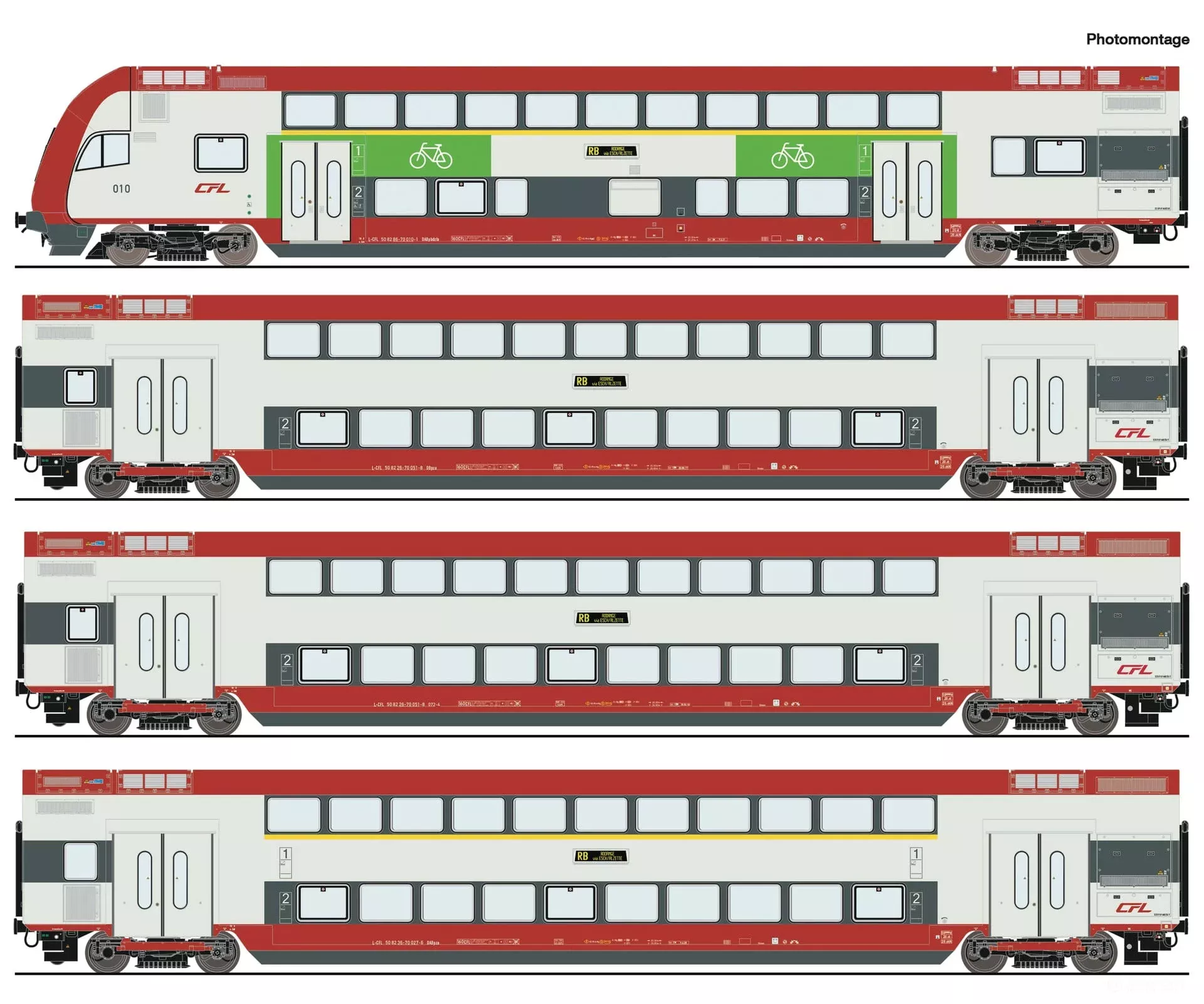 Roco 6220148 HO 4 piece set: Double-deck coach, CFL