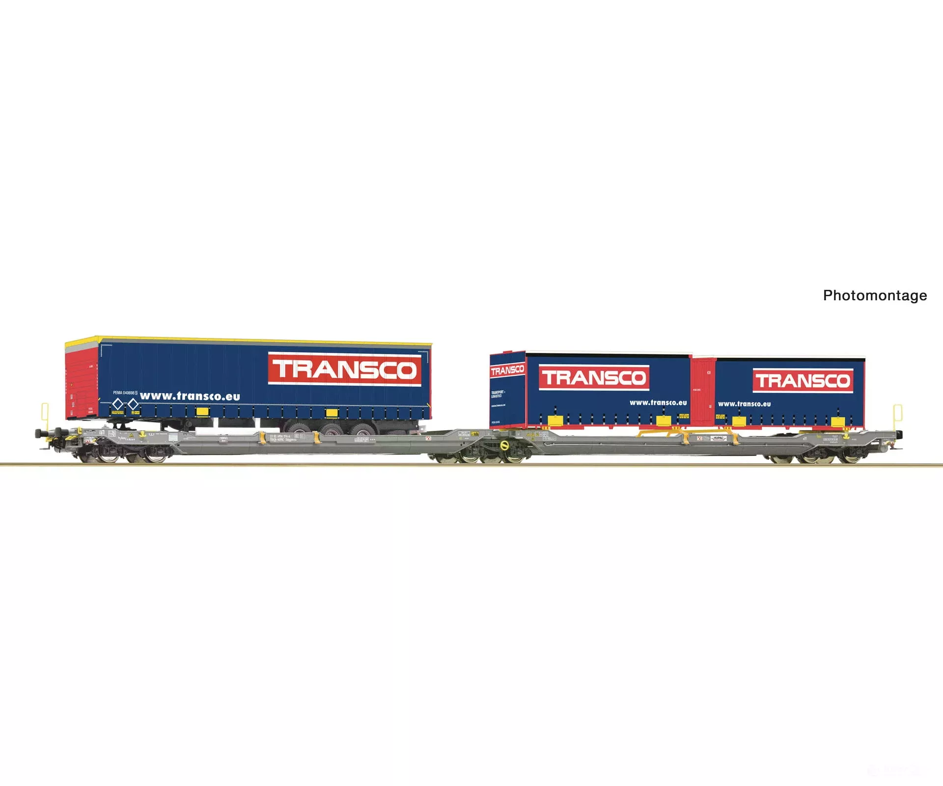 Roco 6600113 HO Articulated double-pocket wagon T3000e, HUPAC