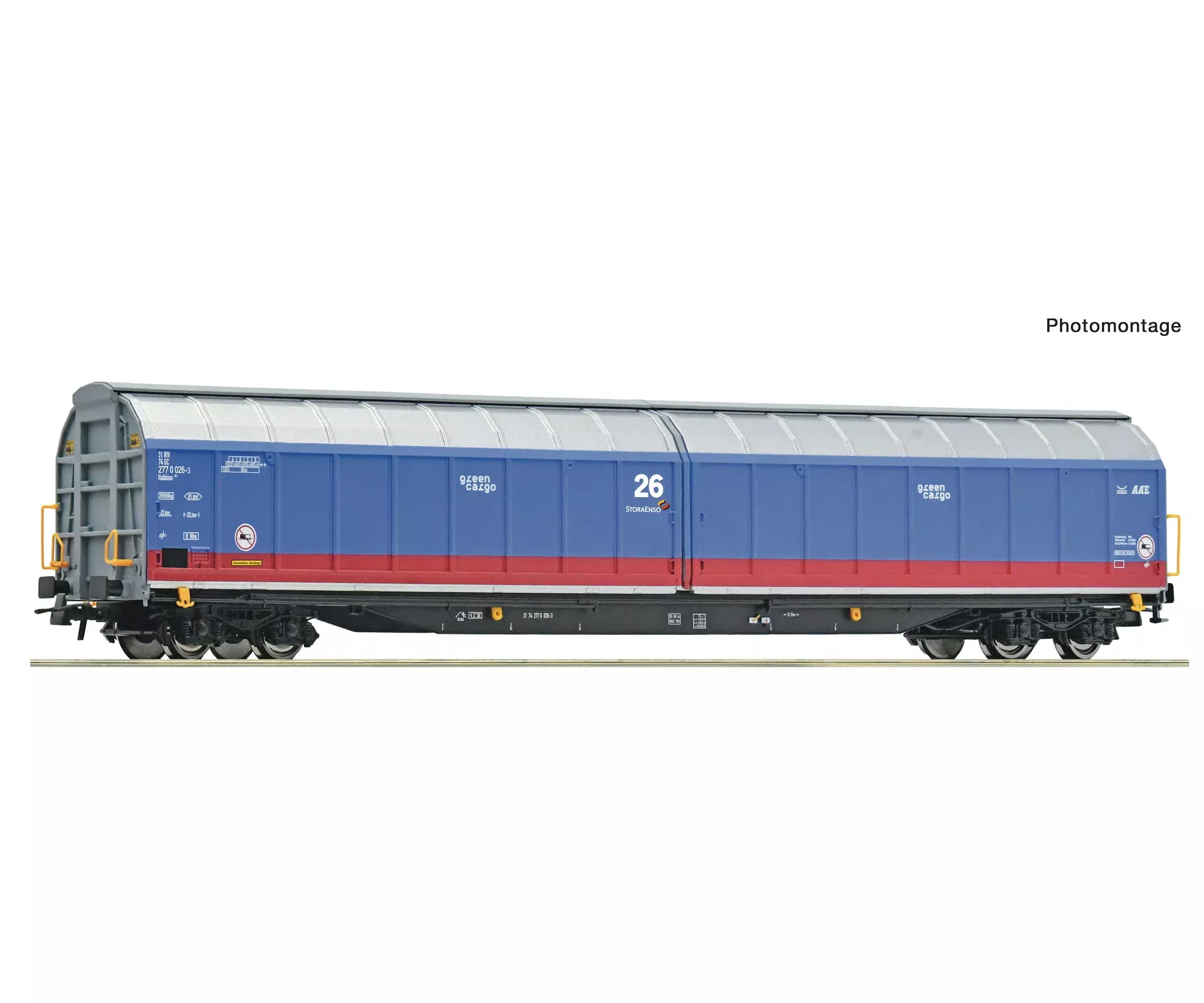 Roco 6600200 HO Sliding wall wagon, Green Cargo.