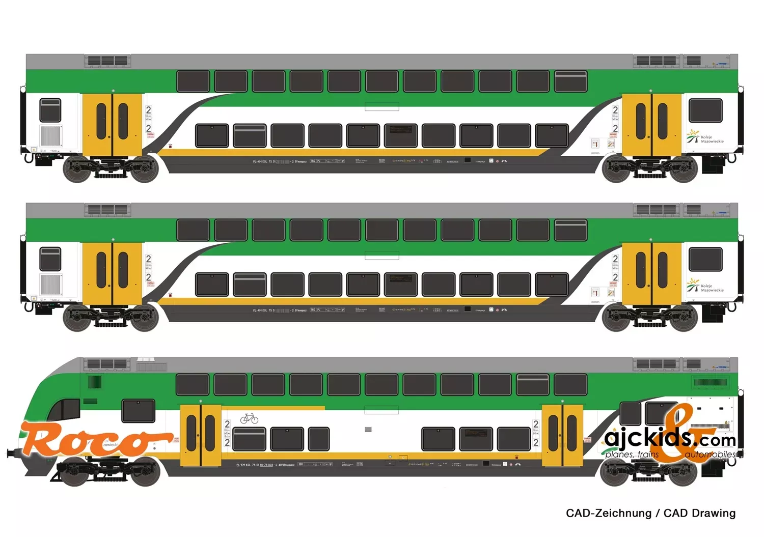 Roco 74160 – 3 piece set: Double-deck coaches