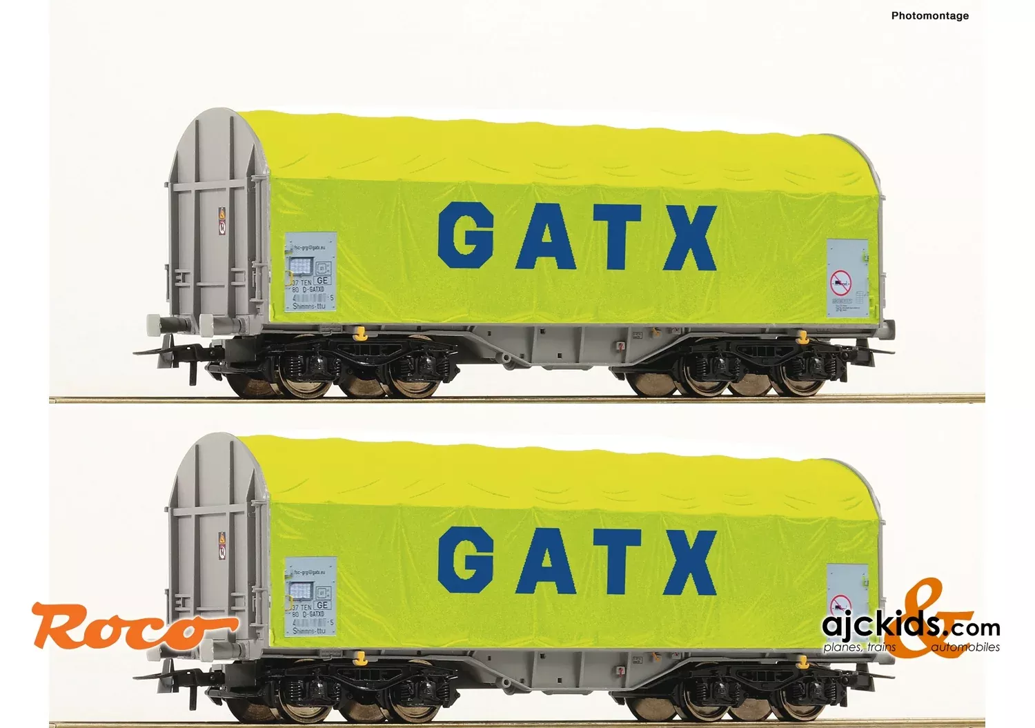 Roco 76055 - 2 piece set: Slide tarpaulin wagons