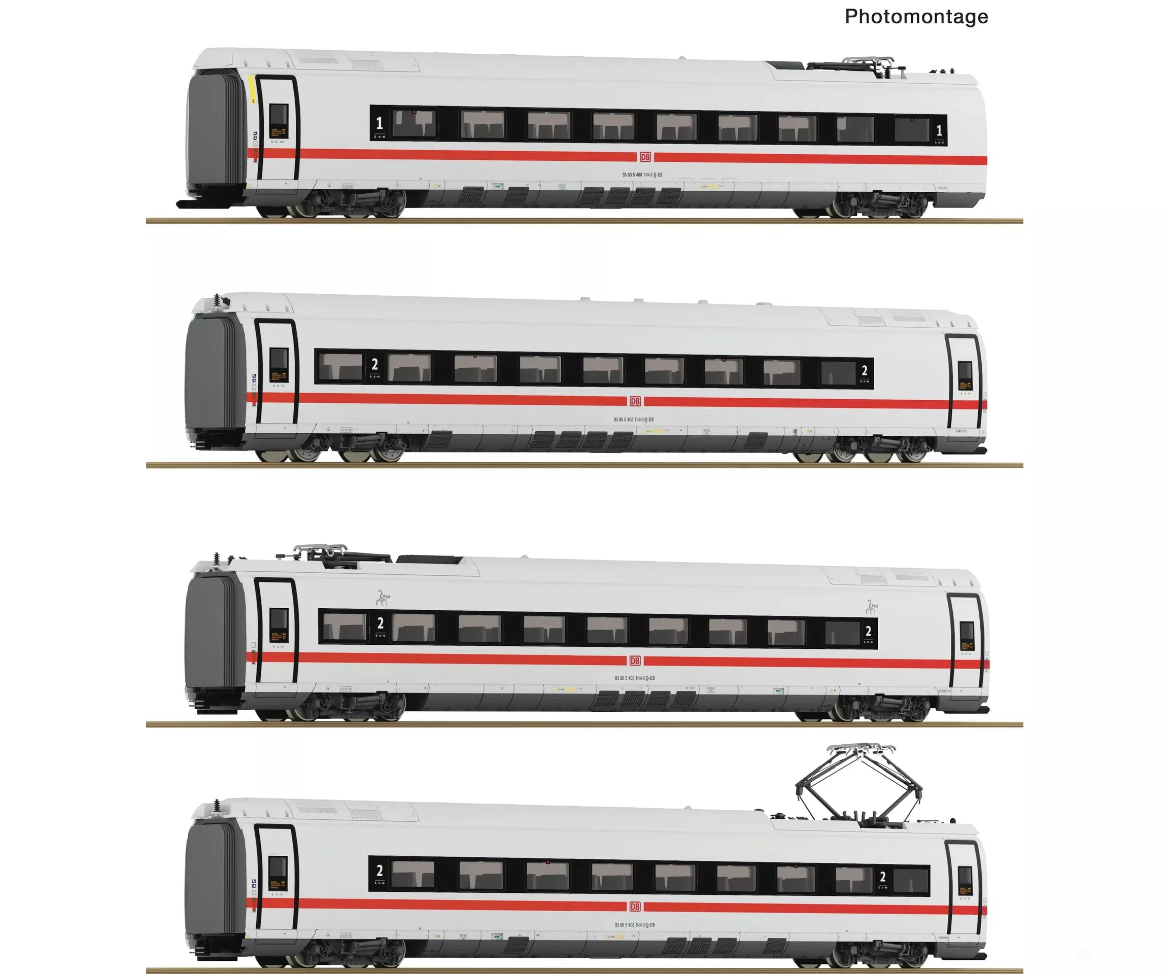 Roco 7700018 HO 4 piece set: Intermediate coaches ICE 3neo (class 408), DB AG