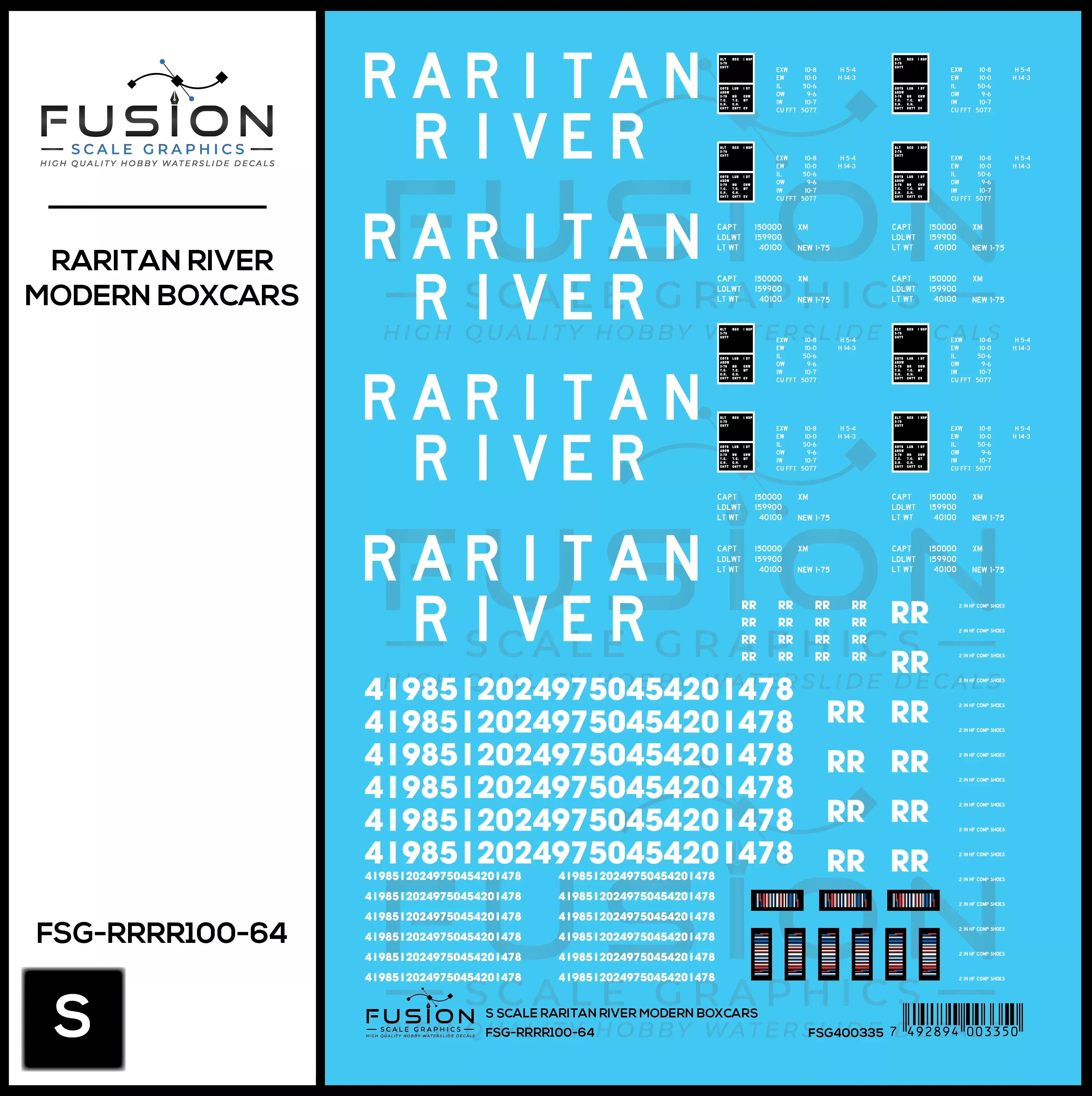 S Scale Raritan River Modern Boxcars Decal Set
