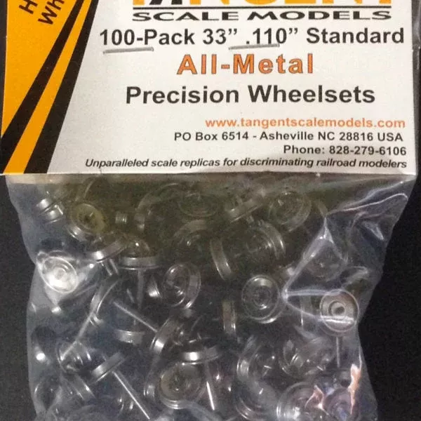 Tangent Scale Models (119) 33 inch Normal Tread RP25 All-Metal Wheelsets