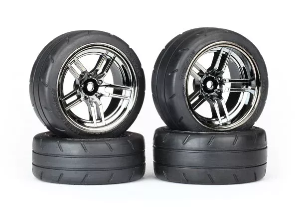 Traxxas 8375 Response 1.9″ Touring Tires and Chrome Wheel Set Front and Rear Assembled and Glued