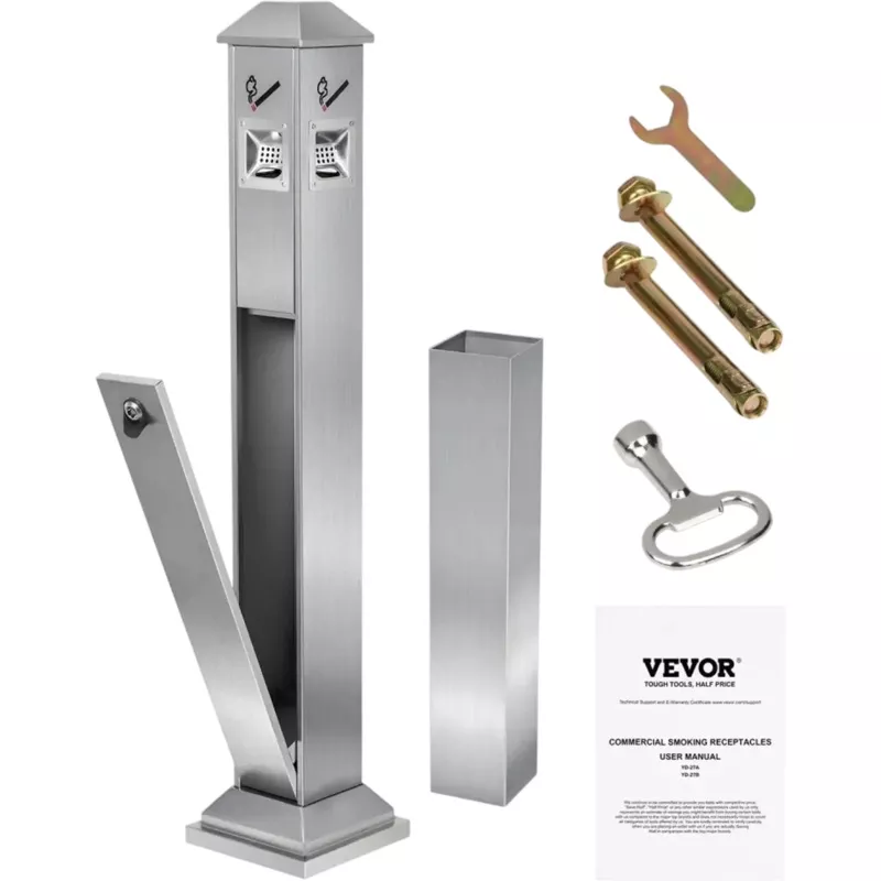 Vevor Cigarette Butt Receptacle Outdoor Standing Ashtray New