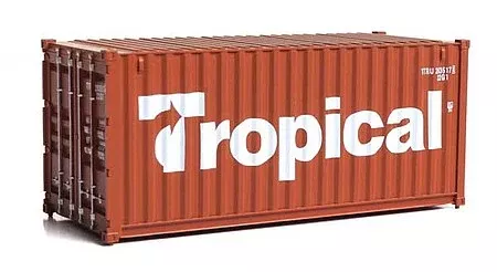 Walthers Scenemaster 949-8075 HO Scale 20′ Corrugated Container – Assembled — Tropical (brown, white)