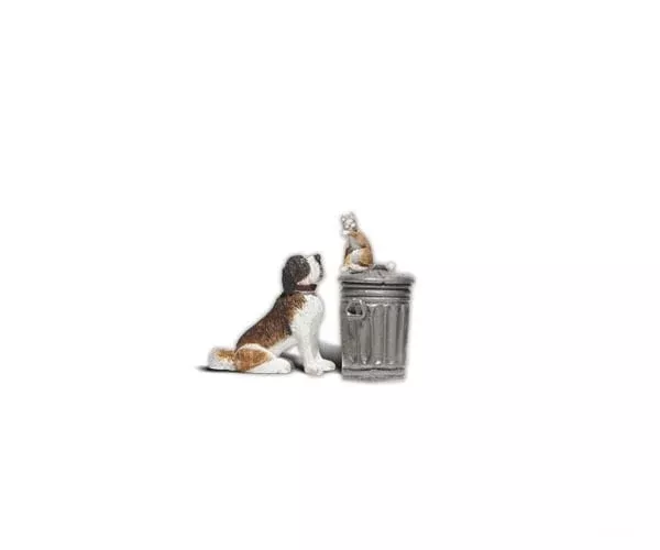 Woodland Scenics G 2524 Scenic Accents(R) Figures – Dog w/Cat On Trashcan